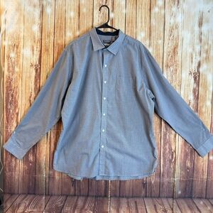 Van Heusen Men Classic Fit Long Sleeve Printed Button Down Blue Dress Shirt XL